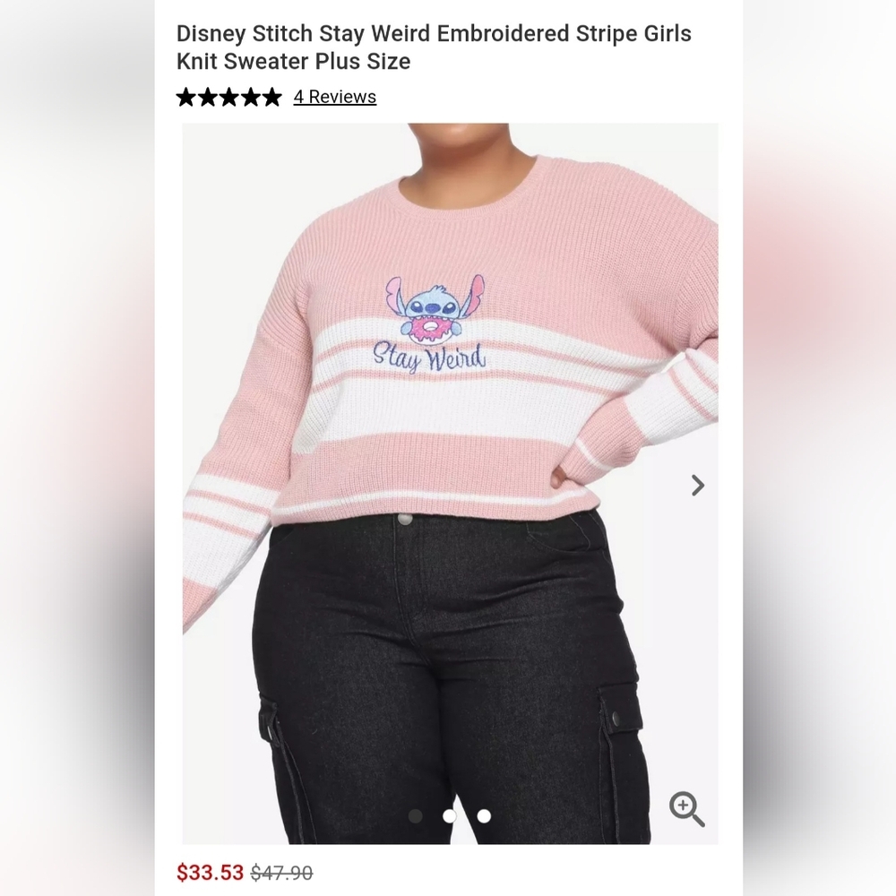 Stitch "Stay Weird" Crop Top Pullover Sweater